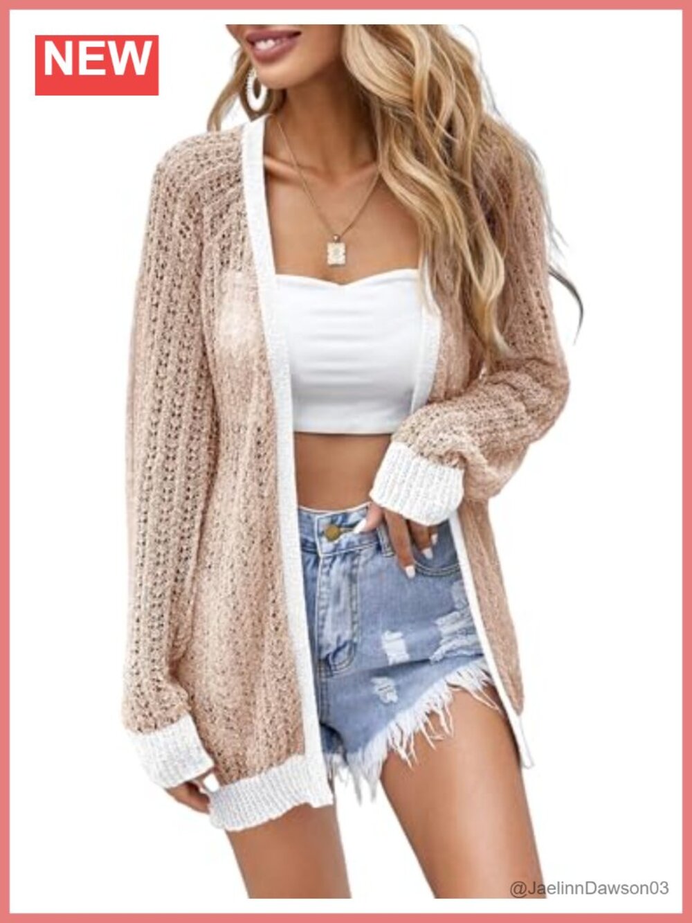 Crochet Lightweight Open Front Cardigan Cover Up Long Sleeve Summer Women's